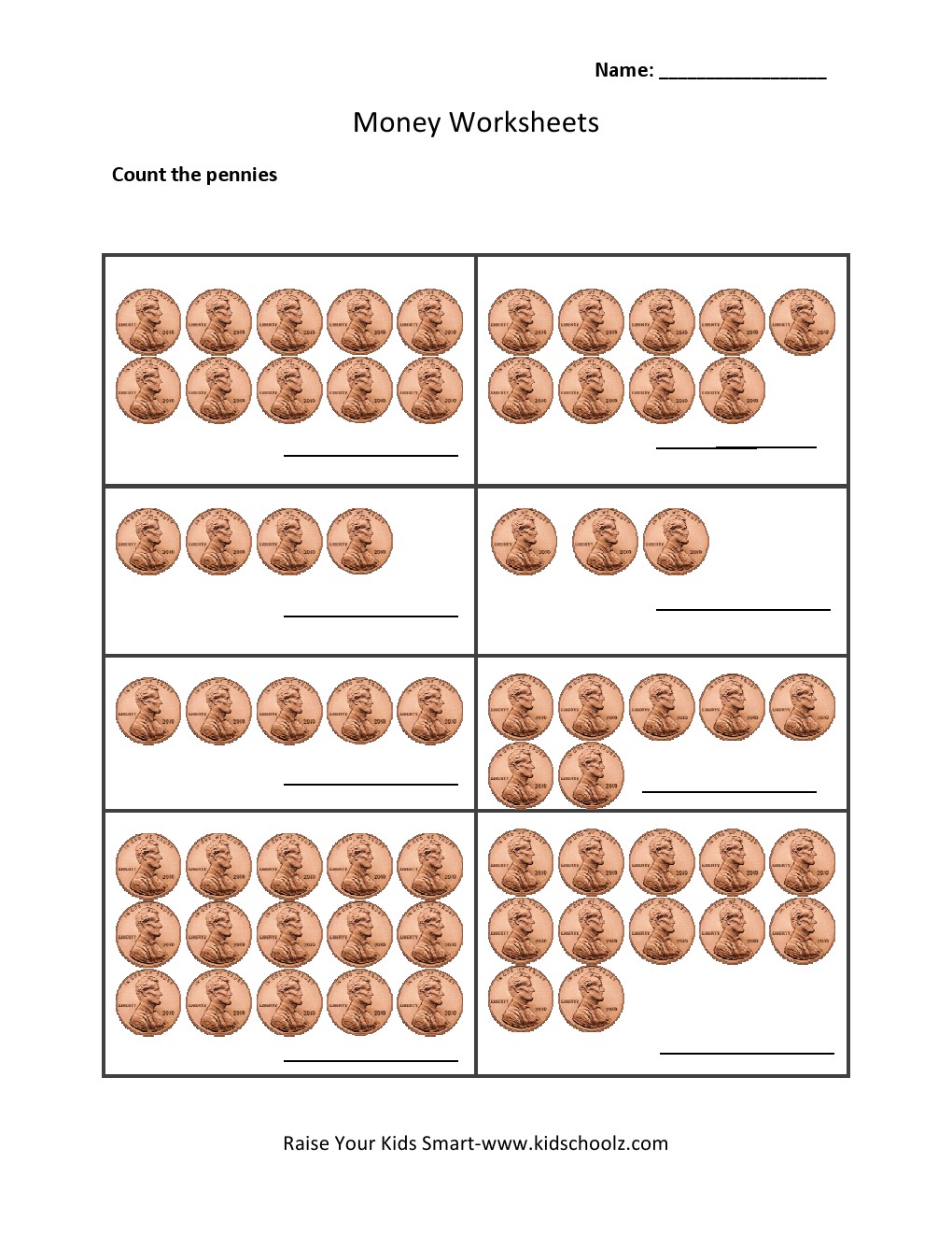 Worksheet  10001294  Counting Pennies Worksheets â Free Math Money